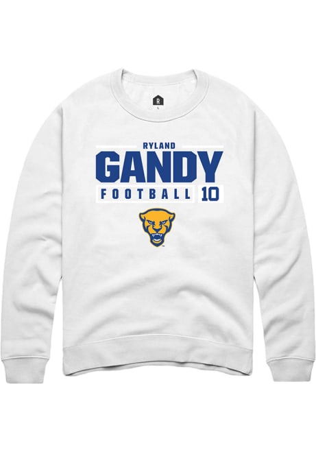 Ryland Gandy Rally Mens White Pitt Panthers NIL Stacked Box Crew Sweatshirt