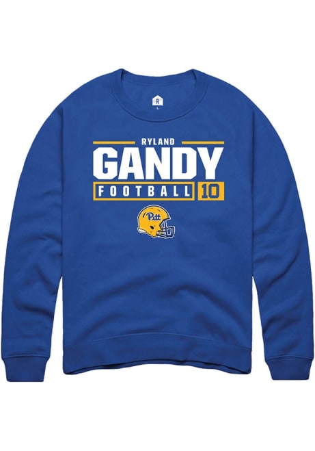 Ryland Gandy Rally Mens Blue Pitt Panthers NIL Stacked Box Crew Sweatshirt