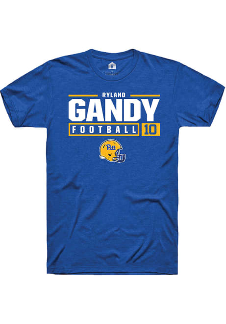 Ryland Gandy Blue Pitt Panthers NIL Stacked Box Short Sleeve T Shirt