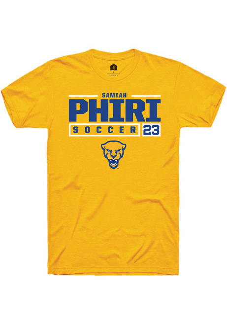 Samiah phiri Gold Pitt Panthers NIL Stacked Box Short Sleeve T Shirt