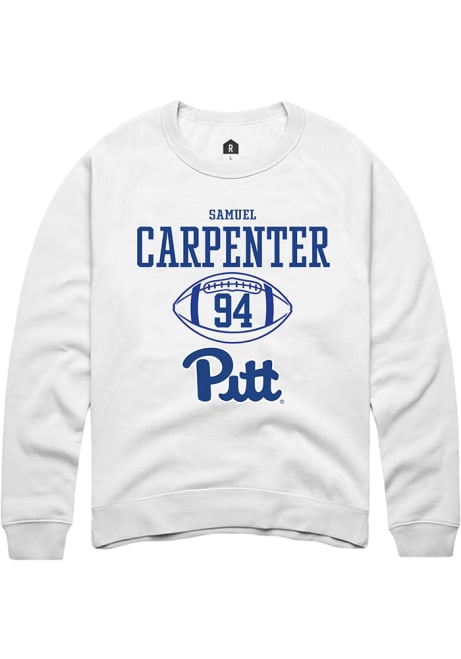 Samuel Carpenter Rally Mens White Pitt Panthers NIL Sport Icon Crew Sweatshirt