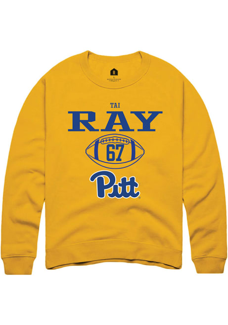 Tai Ray Rally Mens Gold Pitt Panthers NIL Sport Icon Crew Sweatshirt