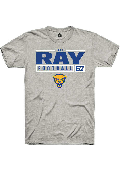 Tai Ray Ash Pitt Panthers NIL Stacked Box Short Sleeve T Shirt