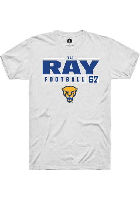 Tai Ray White Pitt Panthers NIL Stacked Box Short Sleeve T Shirt