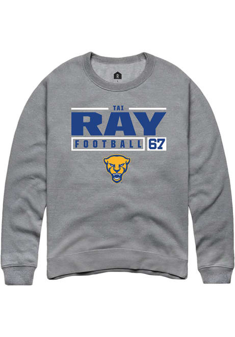 Tai Ray Rally Mens Graphite Pitt Panthers NIL Stacked Box Crew Sweatshirt