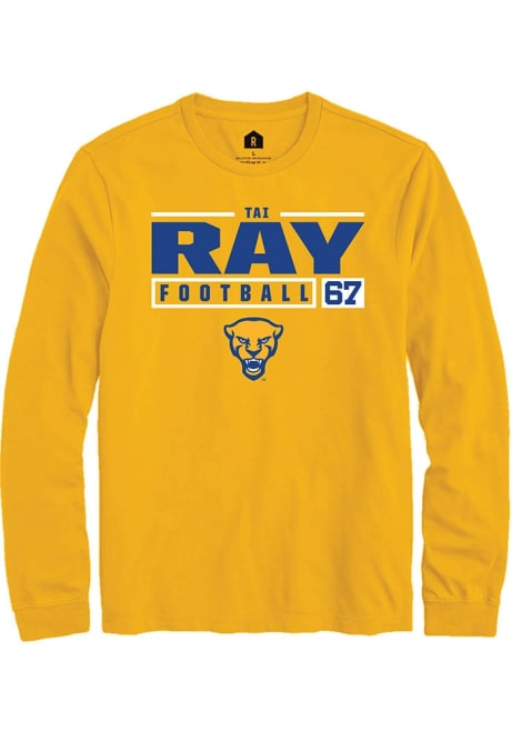 Tai Ray Rally Mens Gold Pitt Panthers NIL Stacked Box Tee