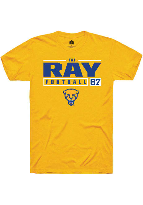 Tai Ray Gold Pitt Panthers NIL Stacked Box Short Sleeve T Shirt