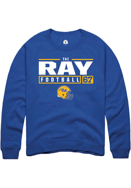 Tai Ray Rally Mens Blue Pitt Panthers NIL Stacked Box Crew Sweatshirt