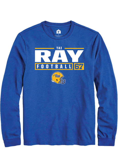 Tai Ray Rally Mens Blue Pitt Panthers NIL Stacked Box Tee