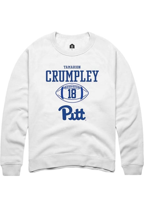 Tamarion Crumpley Rally Mens White Pitt Panthers NIL Sport Icon Crew Sweatshirt