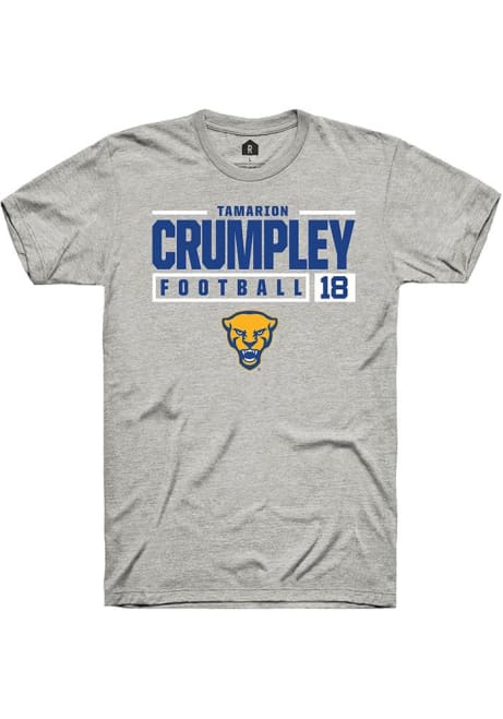 Tamarion Crumpley Ash Pitt Panthers NIL Stacked Box Short Sleeve T Shirt