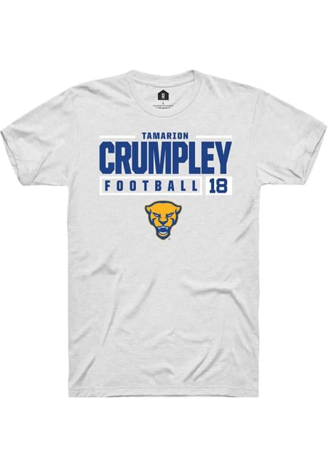 Tamarion Crumpley White Pitt Panthers NIL Stacked Box Short Sleeve T Shirt