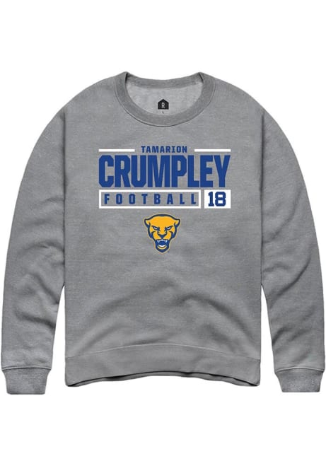 Tamarion Crumpley Rally Mens Graphite Pitt Panthers NIL Stacked Box Crew Sweatshirt