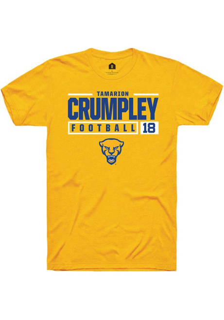 Tamarion Crumpley Gold Pitt Panthers NIL Stacked Box Short Sleeve T Shirt