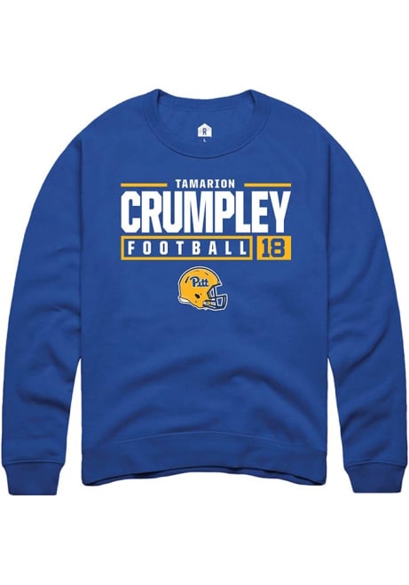 Tamarion Crumpley Rally Mens Blue Pitt Panthers NIL Stacked Box Crew Sweatshirt