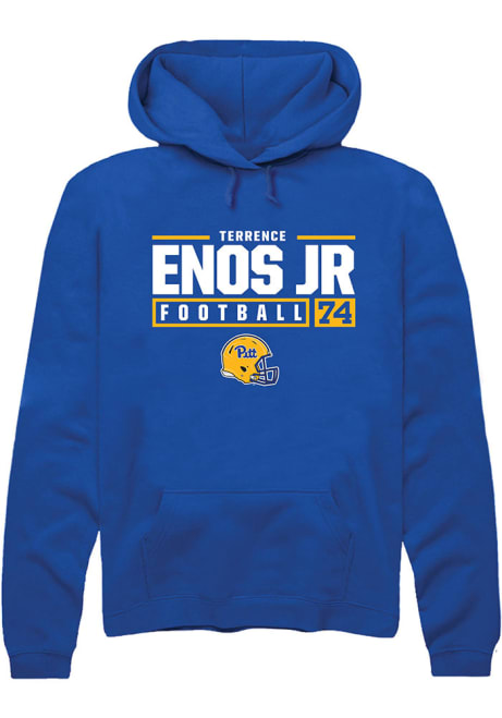 Terrence Enos Jr Rally Mens Blue Pitt Panthers NIL Stacked Box Hooded Sweatshirt