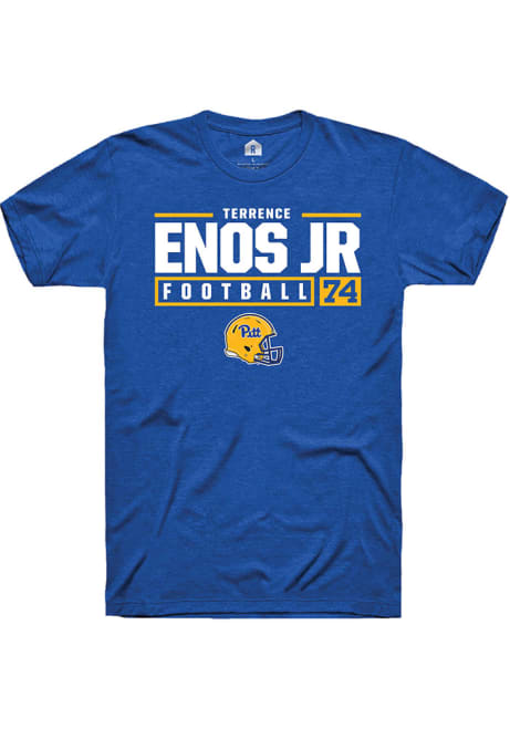 Terrence Enos Jr Blue Pitt Panthers NIL Stacked Box Short Sleeve T Shirt