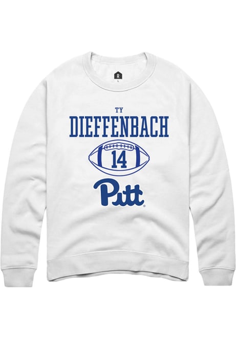 Ty Dieffenbach Rally Mens White Pitt Panthers NIL Sport Icon Crew Sweatshirt