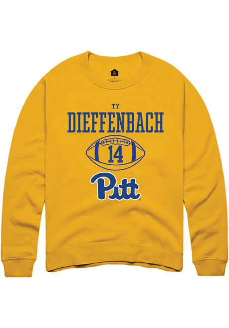 Ty Dieffenbach Rally Mens Gold Pitt Panthers NIL Sport Icon Crew Sweatshirt