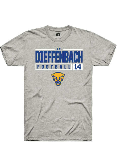 Ty Dieffenbach Ash Pitt Panthers NIL Stacked Box Short Sleeve T Shirt