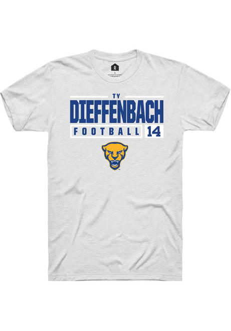 Ty Dieffenbach White Pitt Panthers NIL Stacked Box Short Sleeve T Shirt