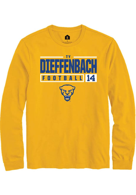 Ty Dieffenbach Rally Mens Gold Pitt Panthers NIL Stacked Box Tee