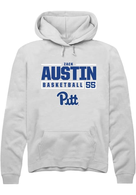 Zack Austin Rally Mens White Pitt Panthers NIL Stacked Box Hooded Sweatshirt