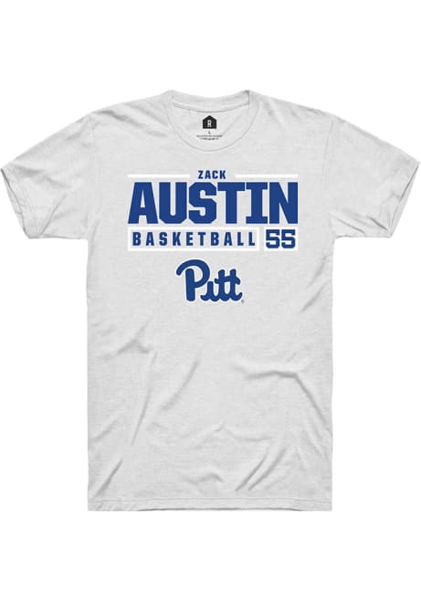 Zack Austin White Pitt Panthers NIL Stacked Box Short Sleeve T Shirt