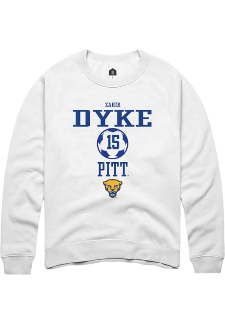 Zahir Dyke Rally Mens White Pitt Panthers NIL Sport Icon Crew Sweatshirt