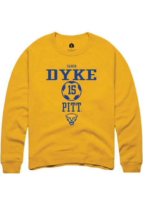 Zahir Dyke Rally Mens Gold Pitt Panthers NIL Sport Icon Crew Sweatshirt