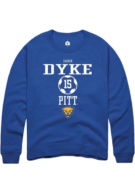 Zahir Dyke Rally Mens Blue Pitt Panthers NIL Sport Icon Crew Sweatshirt