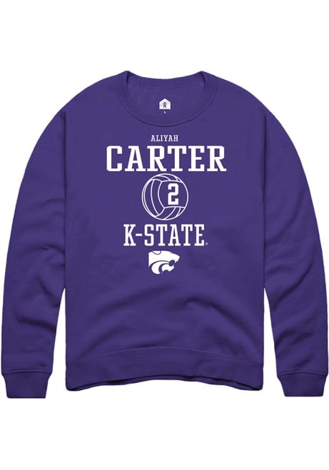Aliyah Carter Rally Mens Purple K-State Wildcats NIL Sport Icon Crew Sweatshirt