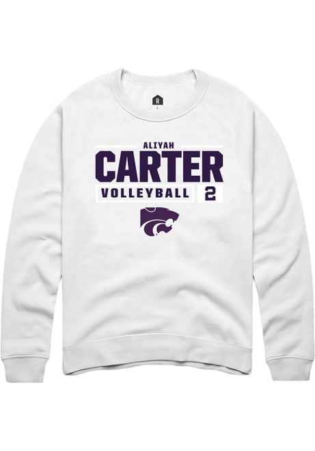 Aliyah Carter Rally Mens White K-State Wildcats NIL Stacked Box Crew Sweatshirt