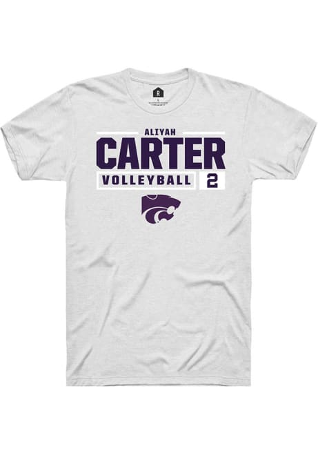 Aliyah Carter White K-State Wildcats NIL Stacked Box Short Sleeve T Shirt