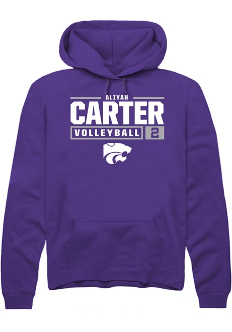 Aliyah Carter Rally Mens Purple K-State Wildcats NIL Stacked Box Hooded Sweatshirt