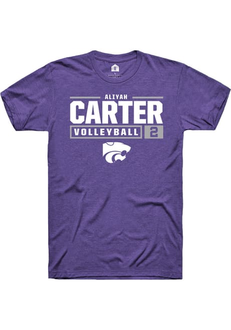 Aliyah Carter Purple K-State Wildcats NIL Stacked Box Short Sleeve T Shirt
