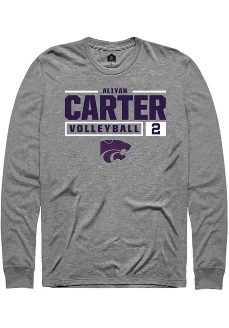 Aliyah Carter Rally Mens Graphite K-State Wildcats NIL Stacked Box Tee