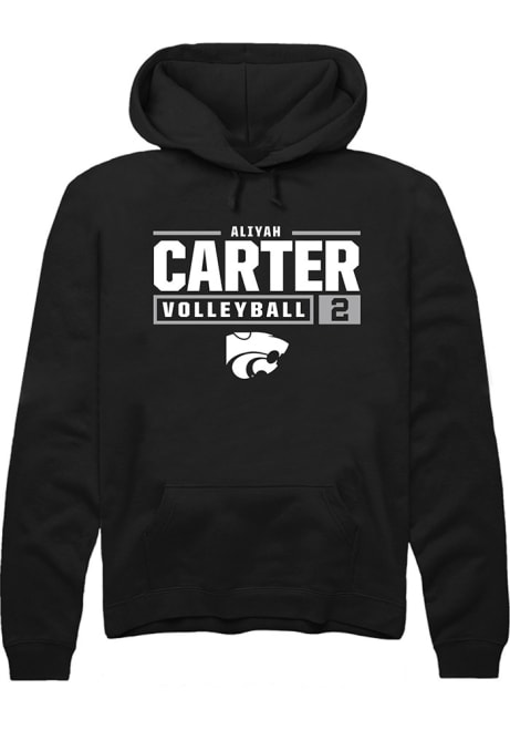 Aliyah Carter Rally Mens Black K-State Wildcats NIL Stacked Box Hooded Sweatshirt