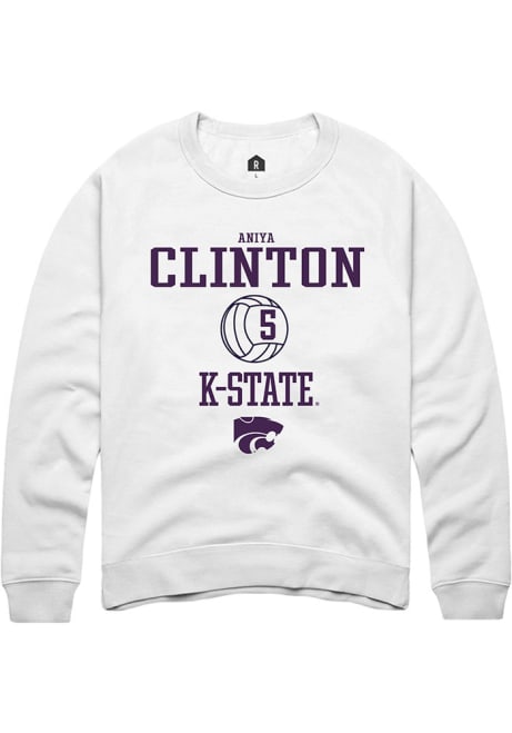 Aniya Clinton Rally Mens White K-State Wildcats NIL Sport Icon Crew Sweatshirt