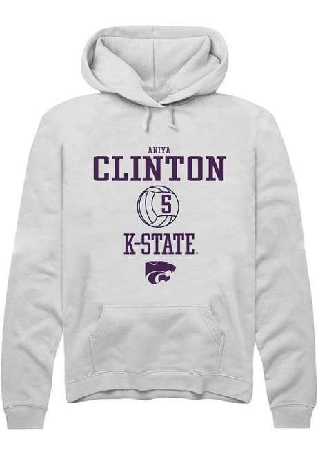 Aniya Clinton Rally Mens White K-State Wildcats NIL Sport Icon Hooded Sweatshirt