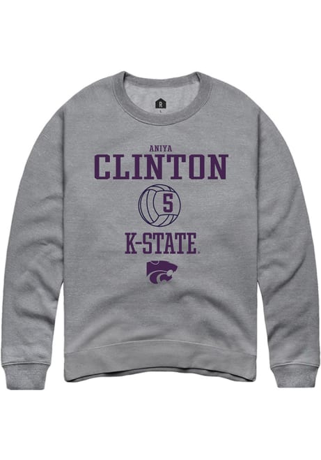 Aniya Clinton Rally Mens Graphite K-State Wildcats NIL Sport Icon Crew Sweatshirt