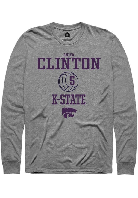 Aniya Clinton Rally Mens Graphite K-State Wildcats NIL Sport Icon Tee