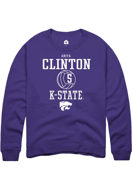 Aniya Clinton Rally Mens Purple K-State Wildcats NIL Sport Icon Crew Sweatshirt