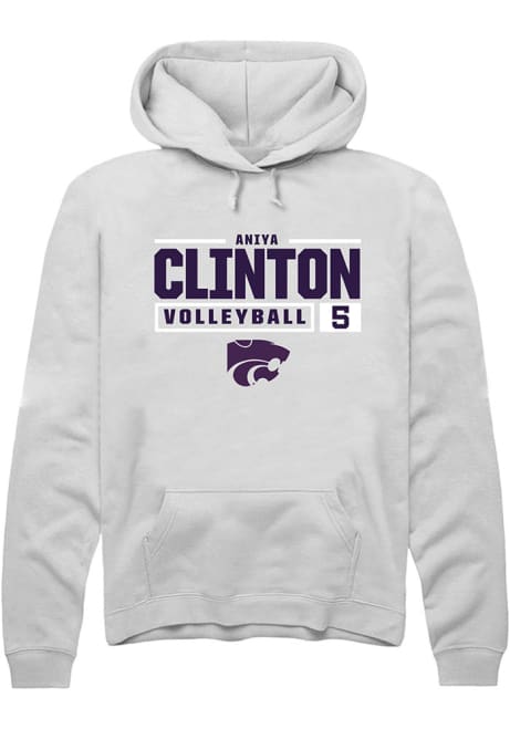 Aniya Clinton Rally Mens White K-State Wildcats NIL Stacked Box Hooded Sweatshirt