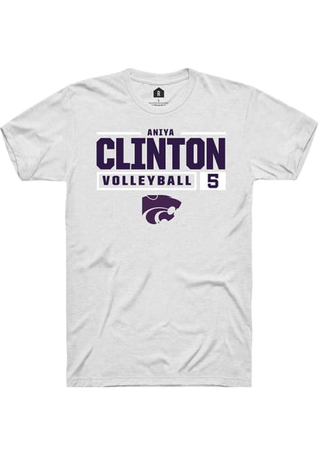 Aniya Clinton White K-State Wildcats NIL Stacked Box Short Sleeve T Shirt