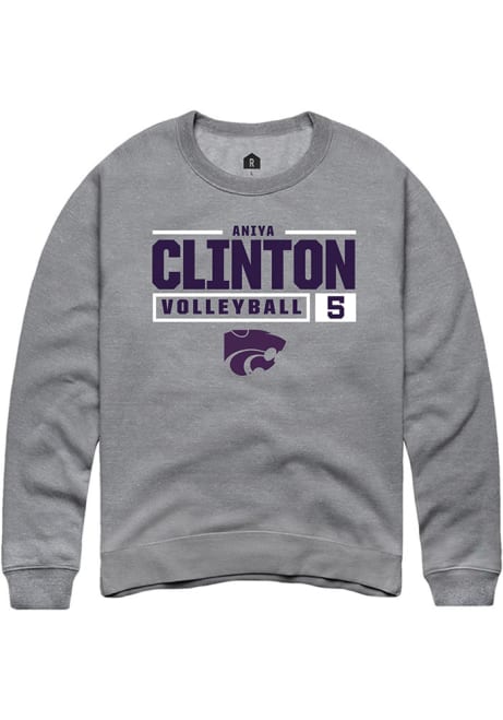 Aniya Clinton Rally Mens Graphite K-State Wildcats NIL Stacked Box Crew Sweatshirt