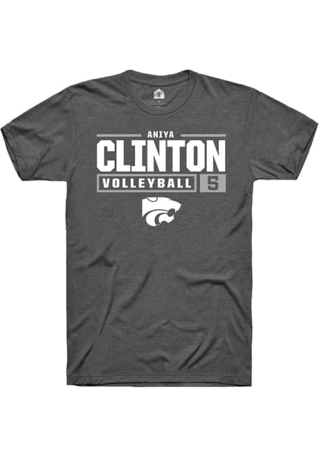 Aniya Clinton Grey K-State Wildcats NIL Stacked Box Short Sleeve T Shirt