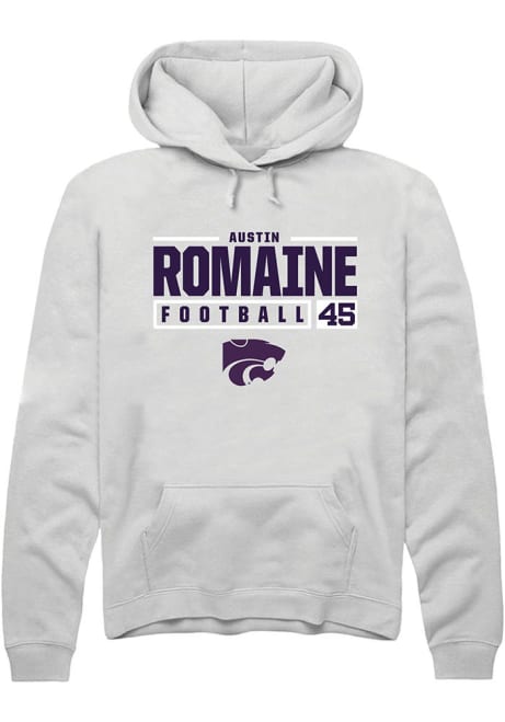 Austin Romaine Rally Mens White K-State Wildcats NIL Stacked Box Hooded Sweatshirt