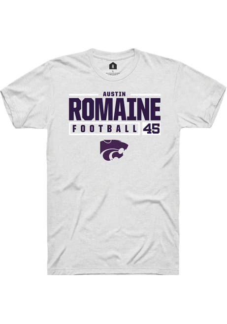 Austin Romaine White K-State Wildcats NIL Stacked Box Short Sleeve T Shirt