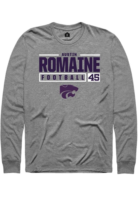 Austin Romaine Rally Mens Graphite K-State Wildcats NIL Stacked Box Tee